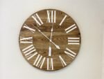 Dark Stained Solid Ash Wood Wall Clock with White Roman Numerals