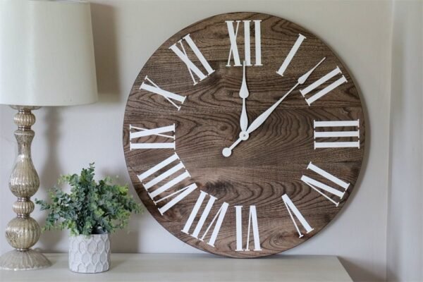 Large Grey Solid Wood Hackberry Wall Clock