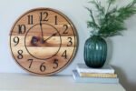 Solid Hickory Wood Wall Clock with Numbers and Lines