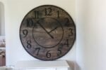 Black Stained Solid Ash Wood Wall Clock with White Roman Numerals