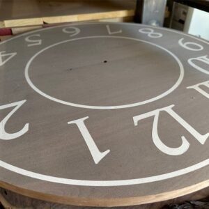 26" clear walnut clock, white arabic numerals