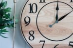Solid Ash Wood Wall Clock with Black Numbers and Lines