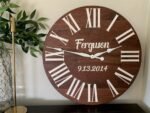 Personalized Solid Walnut Wood Wall Clock with White Numbers