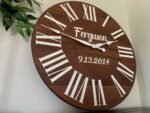 Personalized Solid Walnut Wood Wall Clock with White Numbers