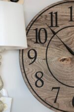 Large Brown Stained Hackberry Wall Clock with Black Numbers