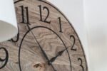 Large Brown Stained Hackberry Wall Clock with Black Numbers