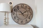 Large Brown Stained Hackberry Wall Clock with Black Numbers