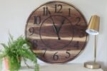 Live Edge 26" Black Walnut Wall Clock with Black Numbers (in stock)