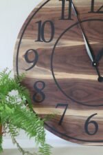 Live Edge 26" Black Walnut Wall Clock with Black Numbers (in stock)