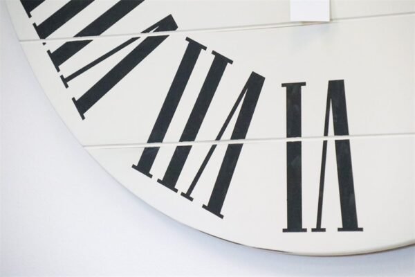 Simple 42" Farmhouse Style Large White Distressed Wall Clock with Black Roman Numerals (in stock)