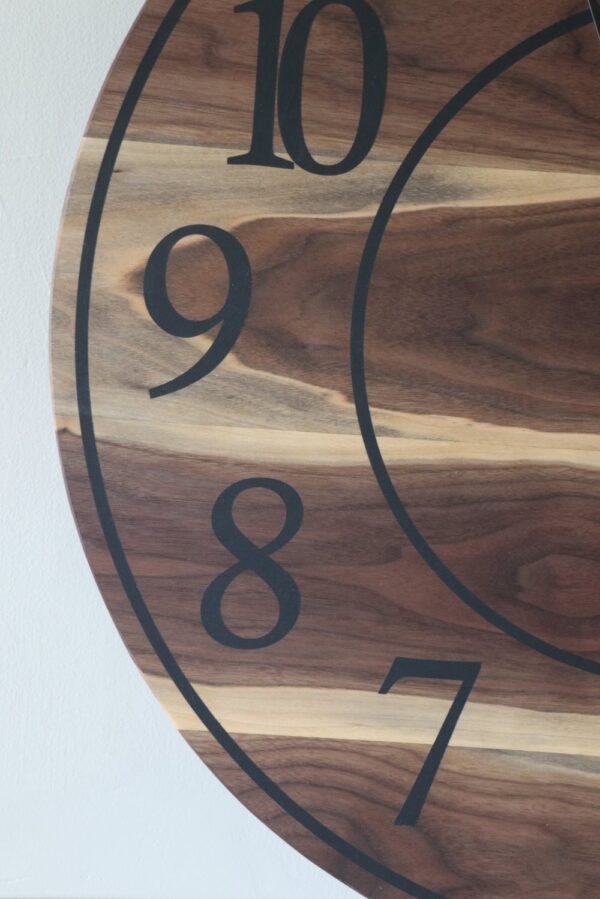 Live Edge 26" Black Walnut Wall Clock with Black Numbers (in stock)