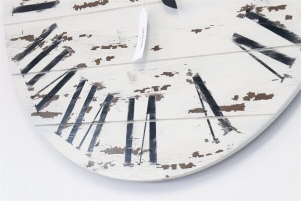 42" Farmhouse Style Large White Distressed Wall Clock with Black Roman Numerals (in stock)