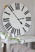 Simple 36" Farmhouse Style Large White Distressed Wall Clock with Black Roman Numerals (in stock)