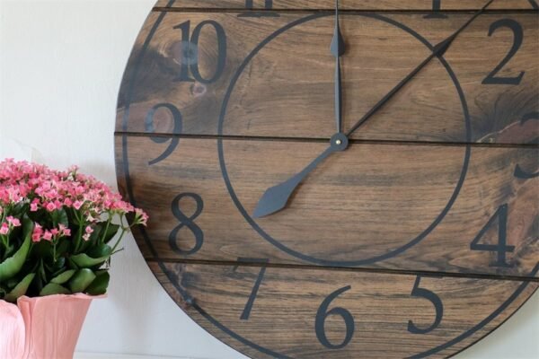 Large Dark Distressed Wall Clock, Stained clock, Oversized clock