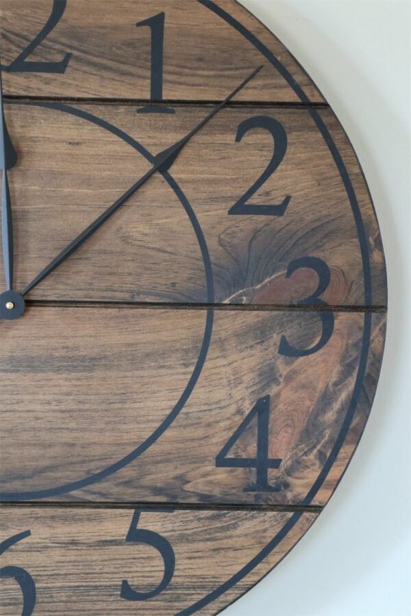Large Dark Distressed Wall Clock, Stained clock, Oversized clock