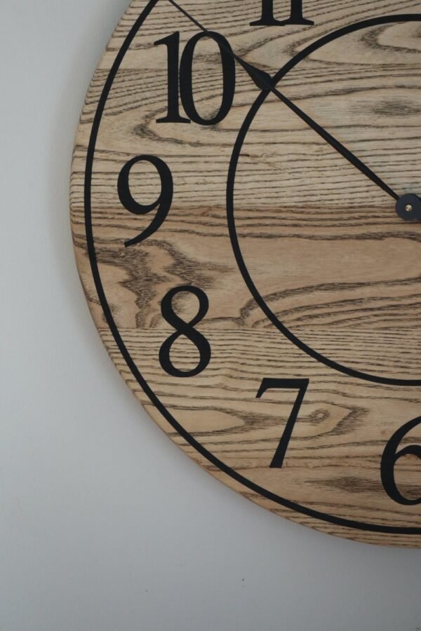 26" Solid Ash Wood Wall Clock with Walnut Stain (in stock)