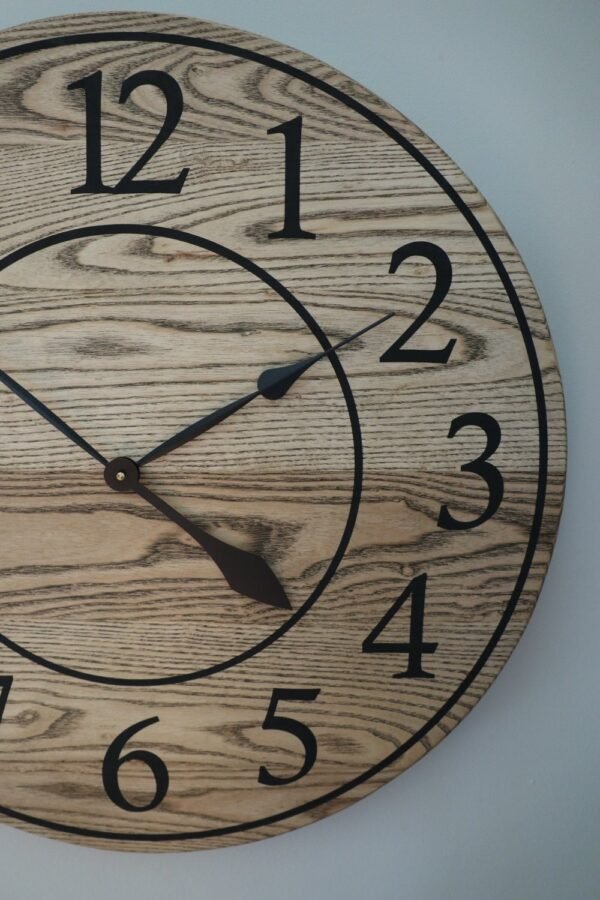 26" Solid Ash Wood Wall Clock with Walnut Stain (in stock)