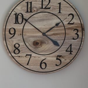 Large 26" Solid Wood Hackberry Wall Clock with walnut stain (in stock)
