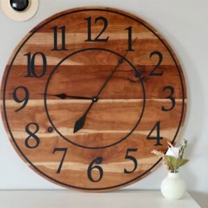 Large Sappy 30" Solid Cherry Hardwood Wall Clock with Black Numbers