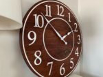 Solid Clear Walnut 30" Wall Clock with White Lines and Numbers (in stock)