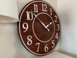 Solid Clear Walnut 30" Wall Clock with White Lines and Numbers (in stock)
