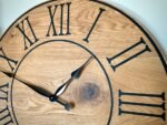 Large Flat Sawn White Oak Wall Clock with Black Roman Numerals