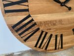 Large White Oak Wall Clock with Black Roman Numerals