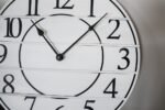 White Lightly Distressed Large Wall Clock with Black Numbers (in stock)