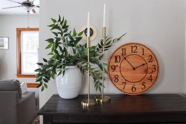 Locust Hardwood Large Wall Clock with Regular Numbers