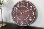 Solid Wood Walnut Wall Clock with White Numbers