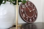 Solid Wood Walnut Wall Clock with White Numbers