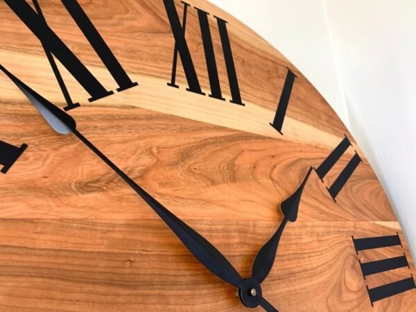 Large Sappy Cherry Hardwood Wall Clock with Black Roman Numerals