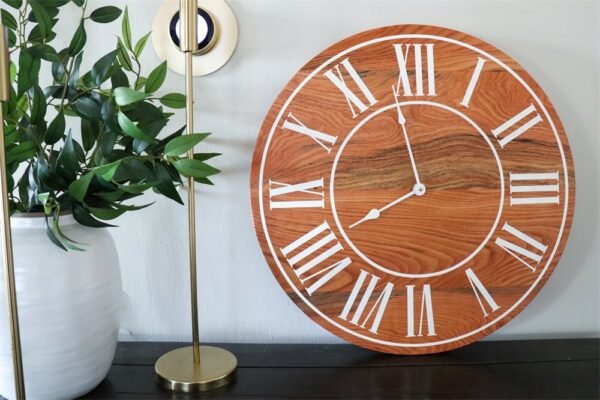 Locust Hardwood Large Wall Clock with Roman Numerals