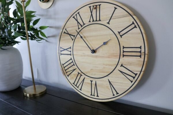 Soft Maple 18" Wood Clock with Black Roman Numerals (in stock)