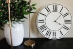 White Lightly Distressed Large Wall Clock Black Roman Numerals
