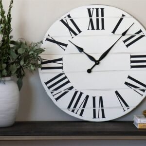 White Lightly Distressed Wooden Farmhouse Wall Clock