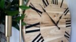 Large Solid Wood Hackberry Wall Clock with Black Roman Numerals