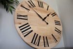 Large Solid Soft Maple Wood Clock with Black Roman Numerals
