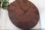 Solid Wood Walnut Wall Clock with Black Roman Numerals