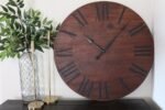 Solid Wood Walnut Wall Clock with Black Roman Numerals