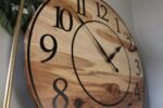Solid Hickory Wood Wall Clock with Numbers and Lines