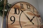 Solid Hickory Wood Wall Clock with Numbers and Lines