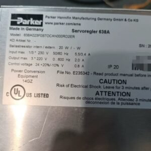 PARKER Parker Drive Model 638A023FOSTOCAN000RD2ER Function is normal.